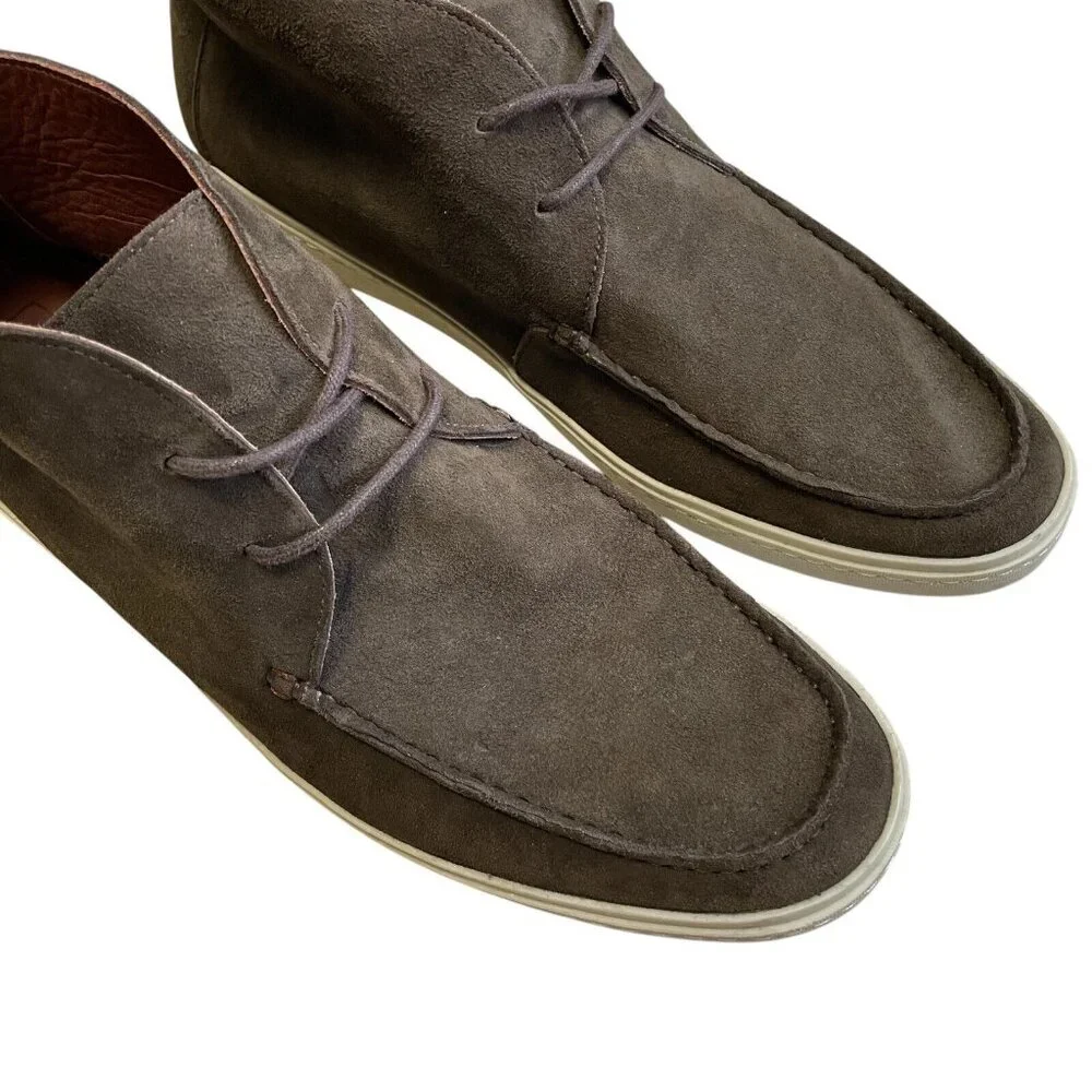 Mercanti Fiorentini RELAX Suede Leather High Top Oxford Shoe Men 12 Brown Brazil